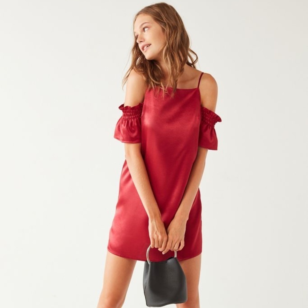 Urban  Outfitters Cold Shoulder Satin Dress